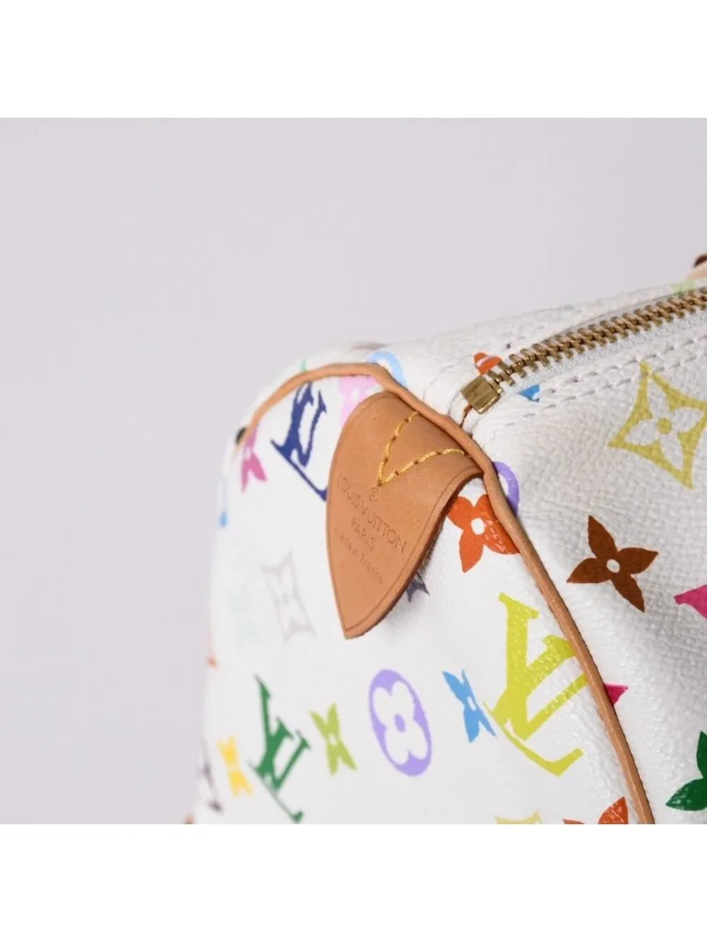 Louis Vuitton Speedy 30 Handbag Monogram Multicolor Takashi Murakami White